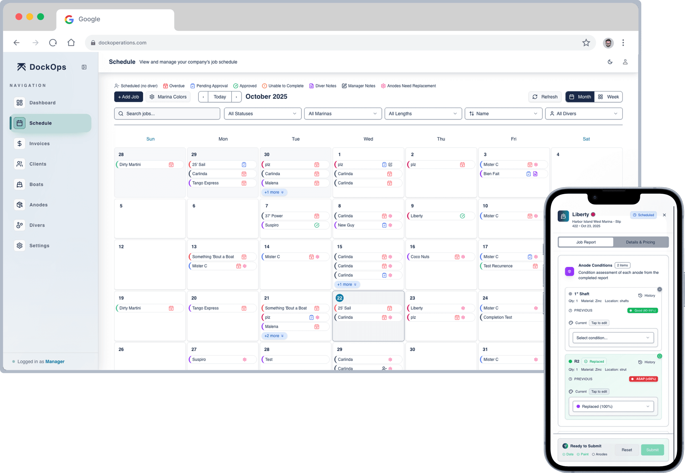 DockOps Schedule Dashboard with Mobile View